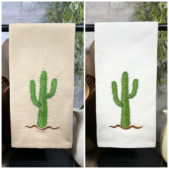 Summer Saguaro Embroidered Kitchen Towel