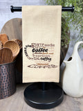 Coffee Words Cup Embroidered Towel