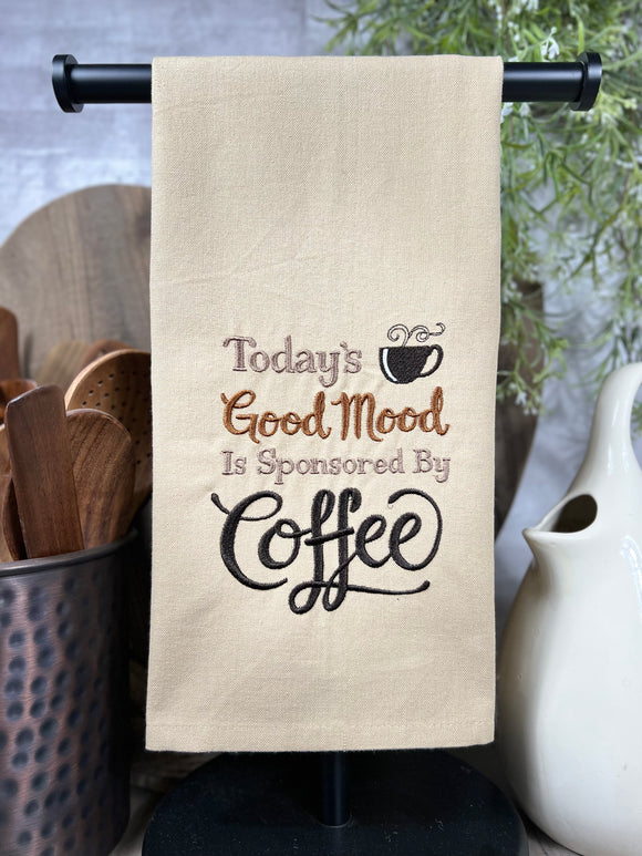 Today's Good Mood Coffee Embroidered Towel